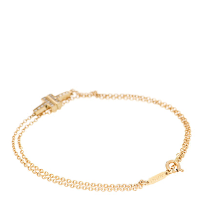 Tiffany 18K Yellow Gold Diamond T Double Chain Bracelet 2 of 5
