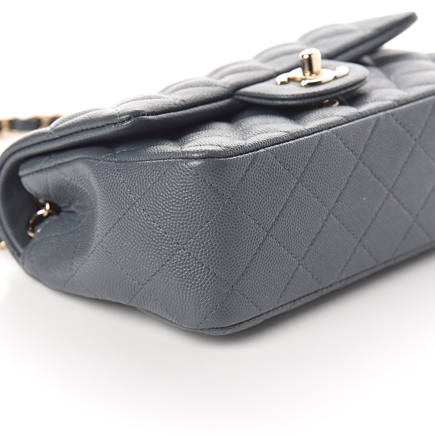 Chanel Caviar Quilted Mini Rectangular Flap Dark Grey 8 of 9