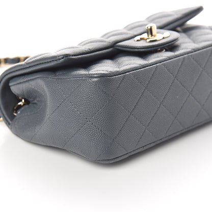 Chanel Caviar Quilted Mini Rectangular Flap Dark Grey 8 of 9