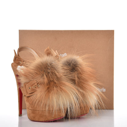 Christian Louboutin Suede Fox Fur Splash 150 Pumps 38 Camel 9 of 9