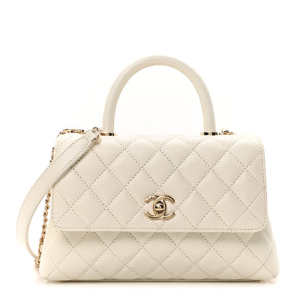 Chanel Caviar Quilted Mini Coco Handle Flap White 1 of 9