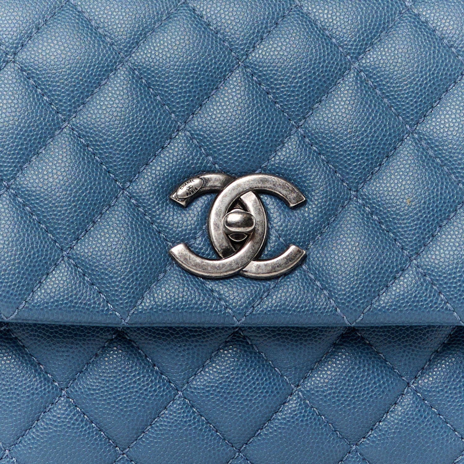 Chanel Caviar Quilted Small Coco Handle Flap Blue 9 of 11
