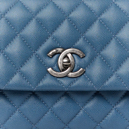 Chanel Caviar Quilted Small Coco Handle Flap Blue 9 of 11