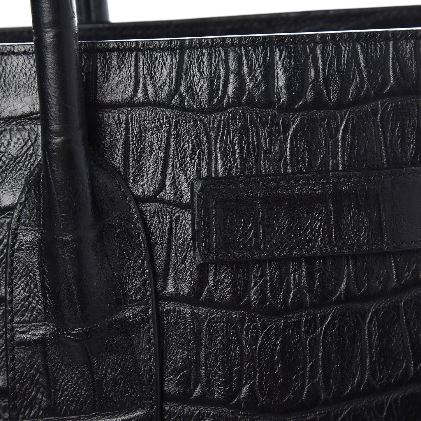Calfskin Crocodile Embossed Small Sac de Jour Black