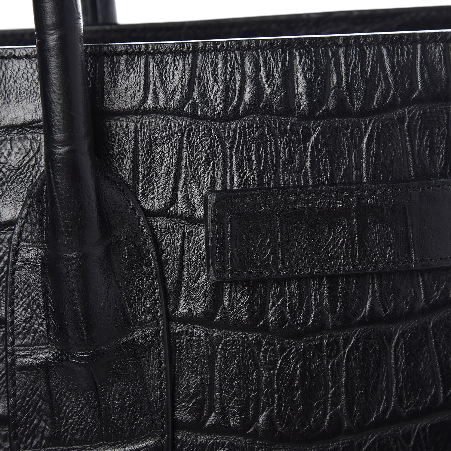 Saint Laurent Calfskin Crocodile Embossed Small Sac de Jour Black 9 of 12