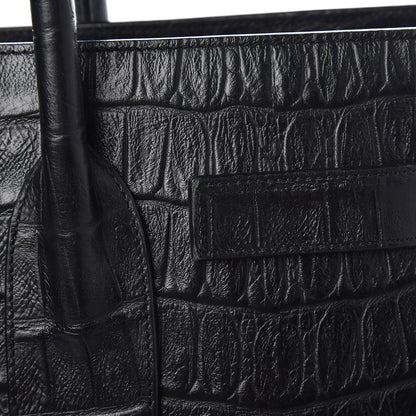 Saint Laurent Calfskin Crocodile Embossed Small Sac de Jour Black 9 of 12