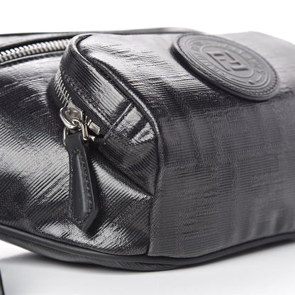 Fendi Glazed Fabric Vitello Century FF 1974 Stamp Patch Pocket Belt Bag Black 10 of 11