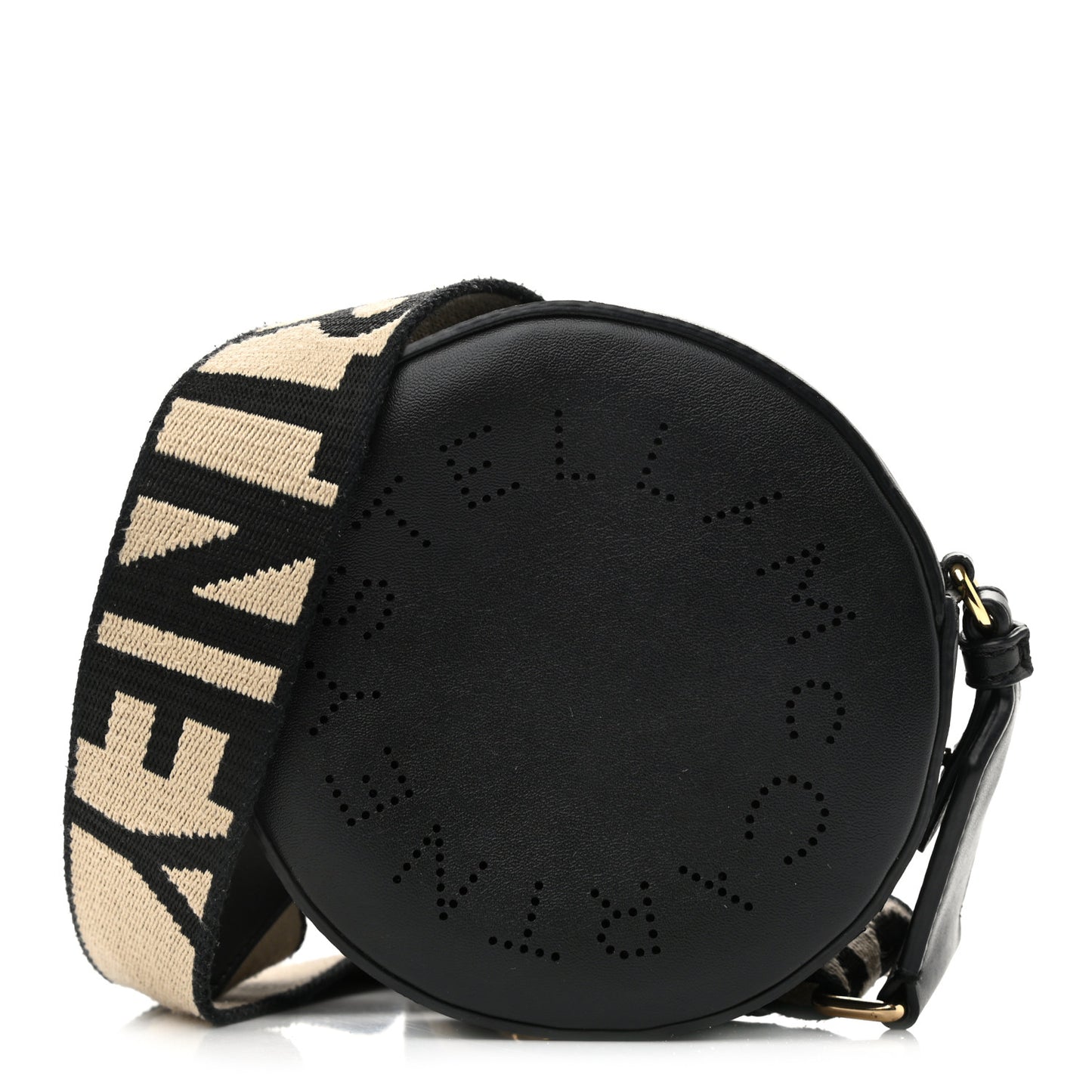 Eco Alter Nappa Perforated Round Logo Crossbody Black