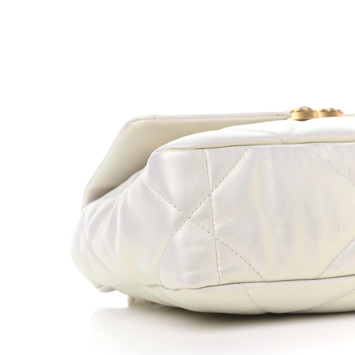 Iridescent Calfskin Quilted Medium Chanel 19 Flap White