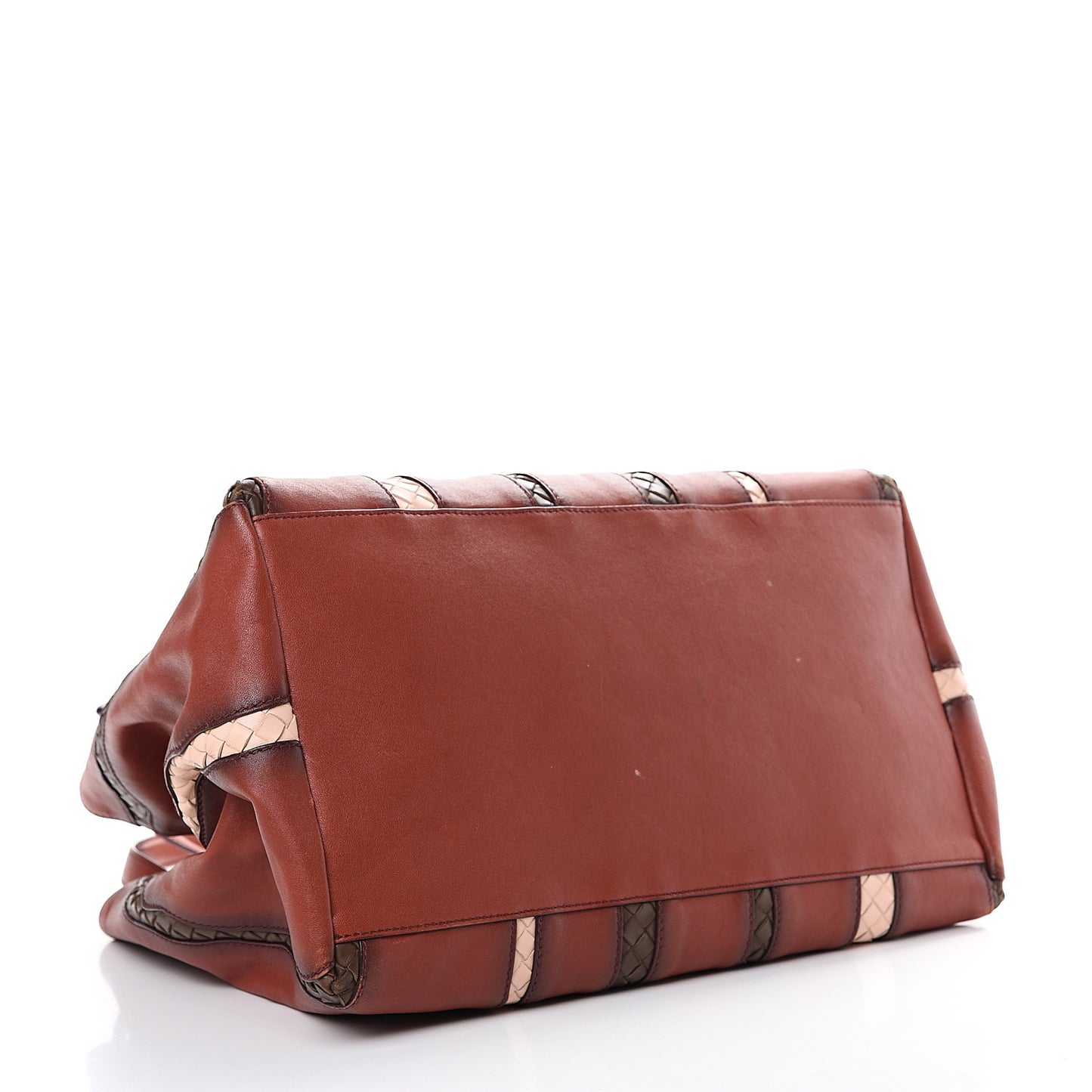 Calfskin Nappa Intrecciato Tote Brique Flamingo Truffle
