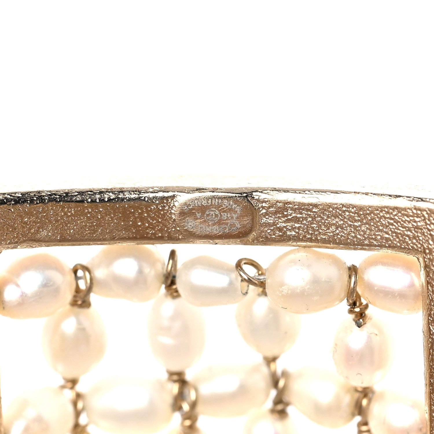 Chanel Crystal Pearl CC Cuff Bracelet Gold 5 of 5