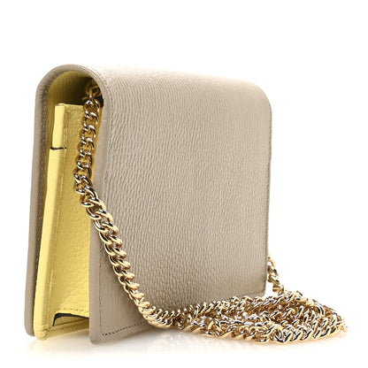Gucci Dollar Calfskin Mini GG Marmont Chain Wallet Taupe Light Yellow 3 of 11
