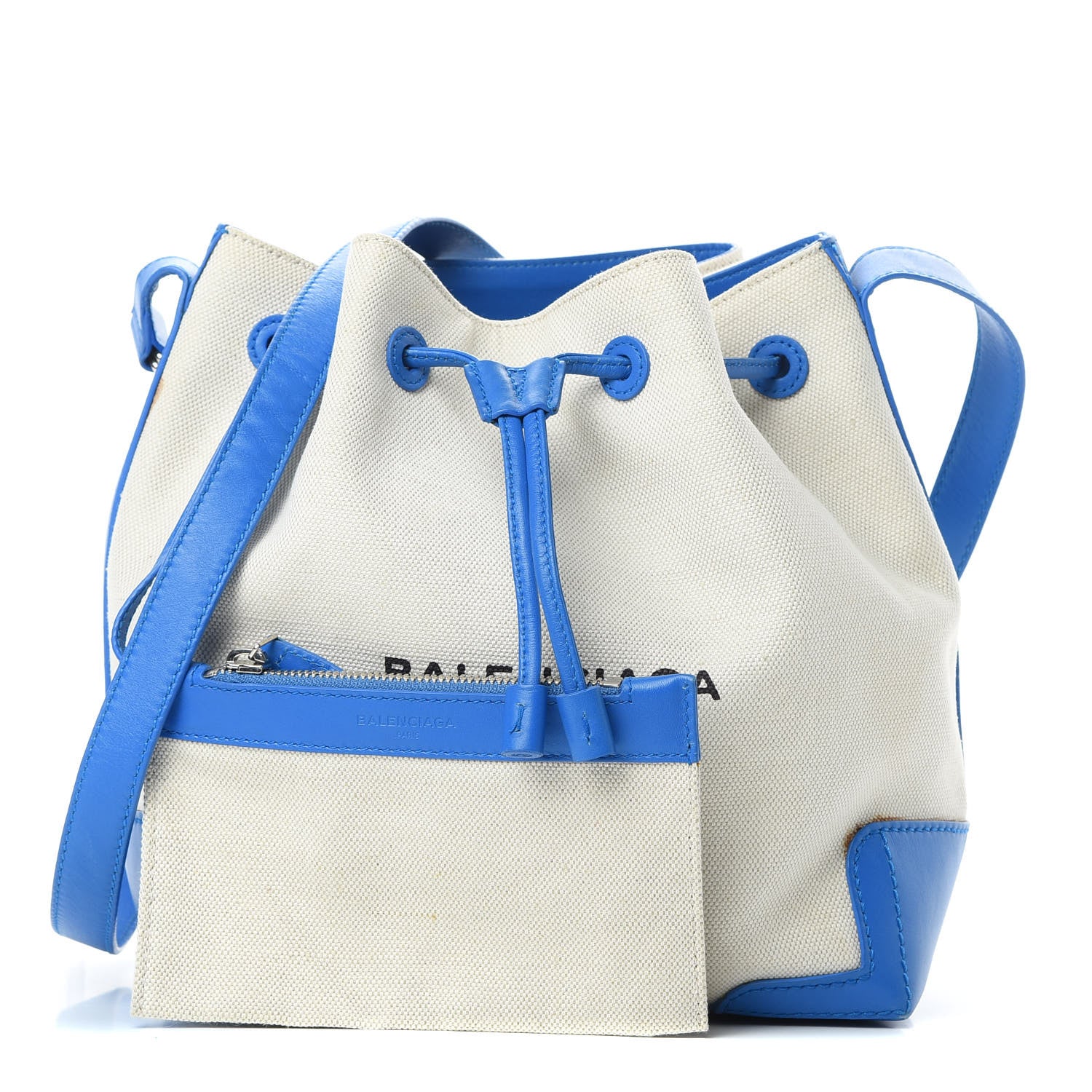 Balenciaga Cotton Canvas Calfskin Bucket Bag Bleu Pacifique 1 of 19