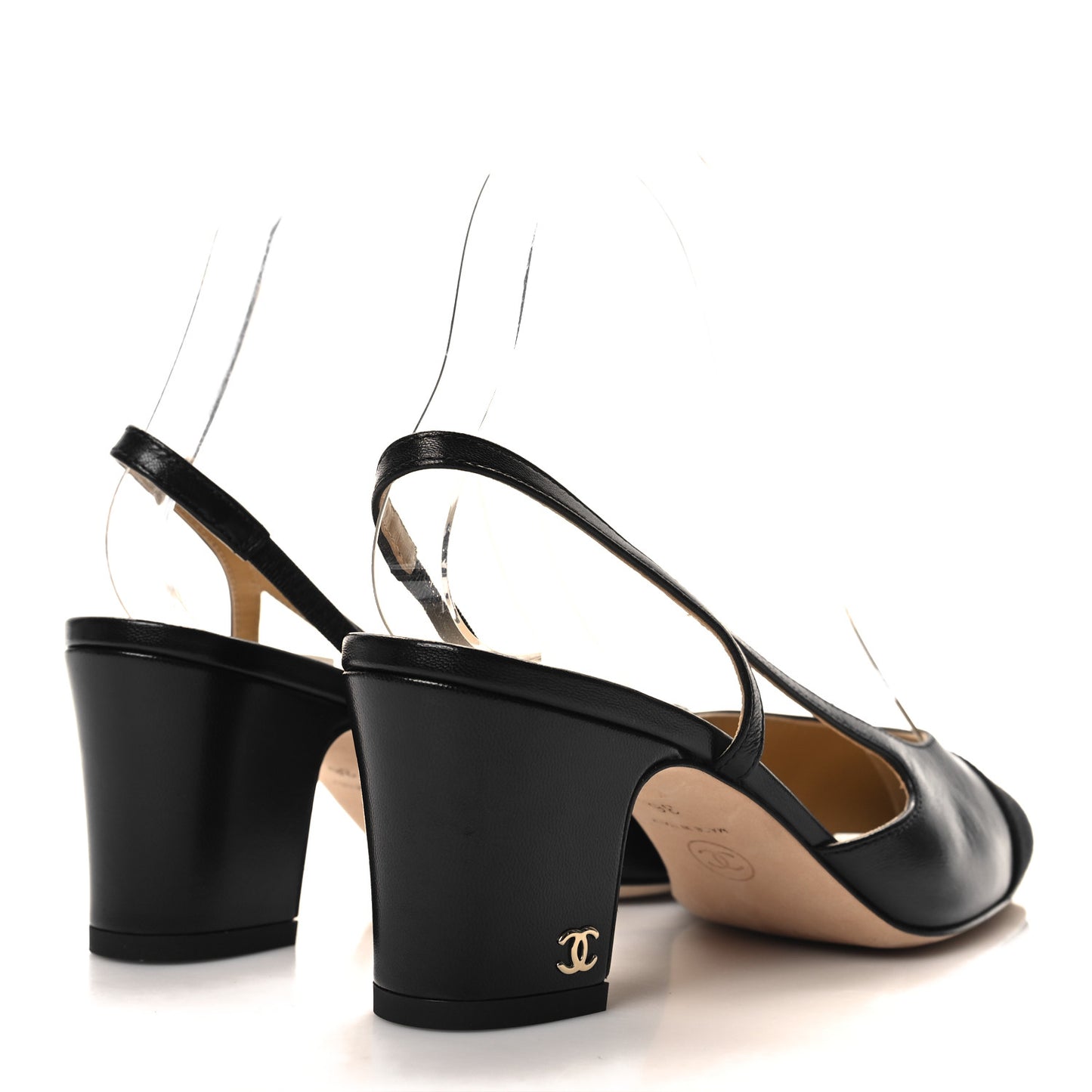 Goatskin Grosgrain Cap Toe CC Slingback Sandals 36 Black