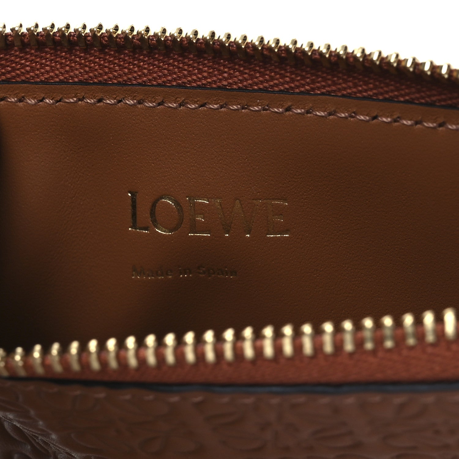 Loewe Calfskin Embossed Repeat Coin Card Holder Tan 6 of 9