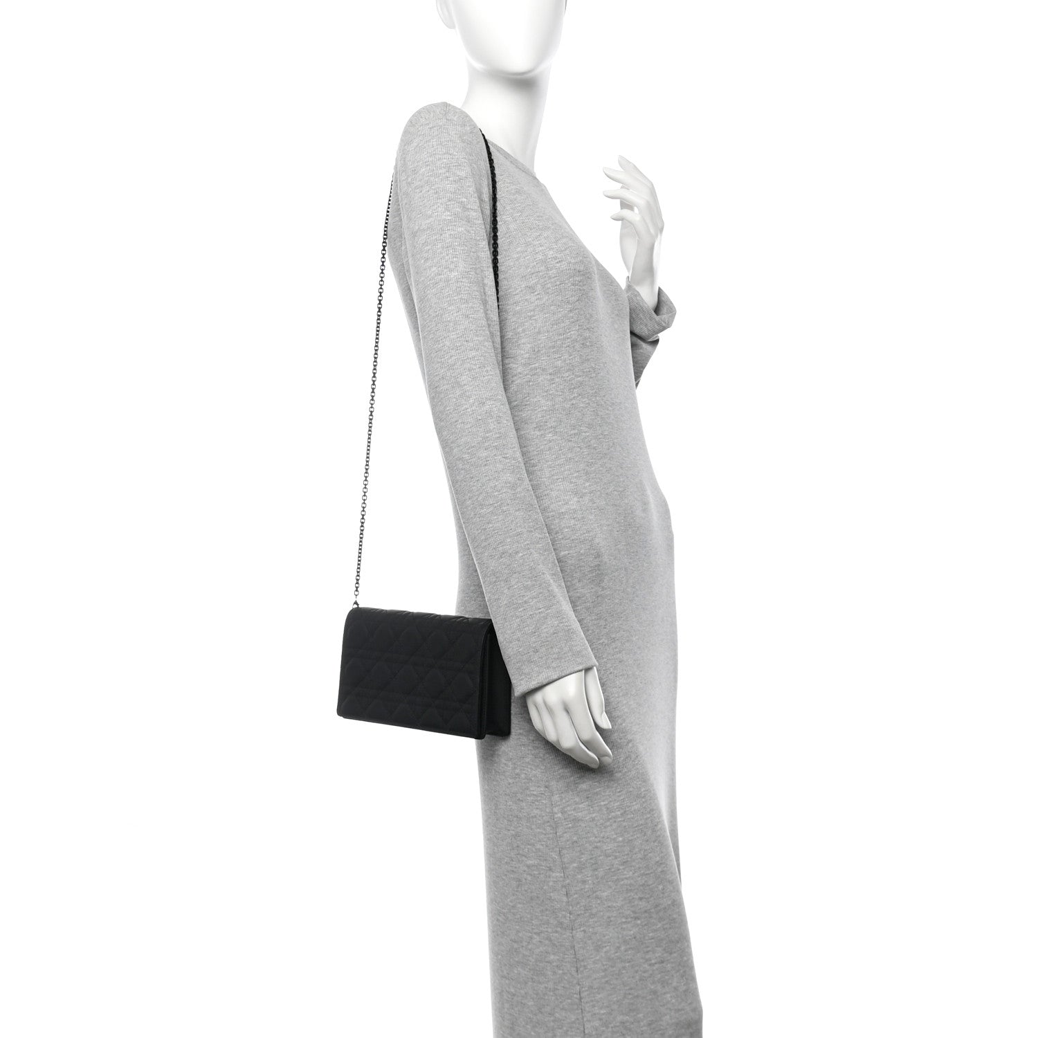 Christian Dior Ultra Matte Calfskin Cannage Lady Dior Clutch Black 2 of 12