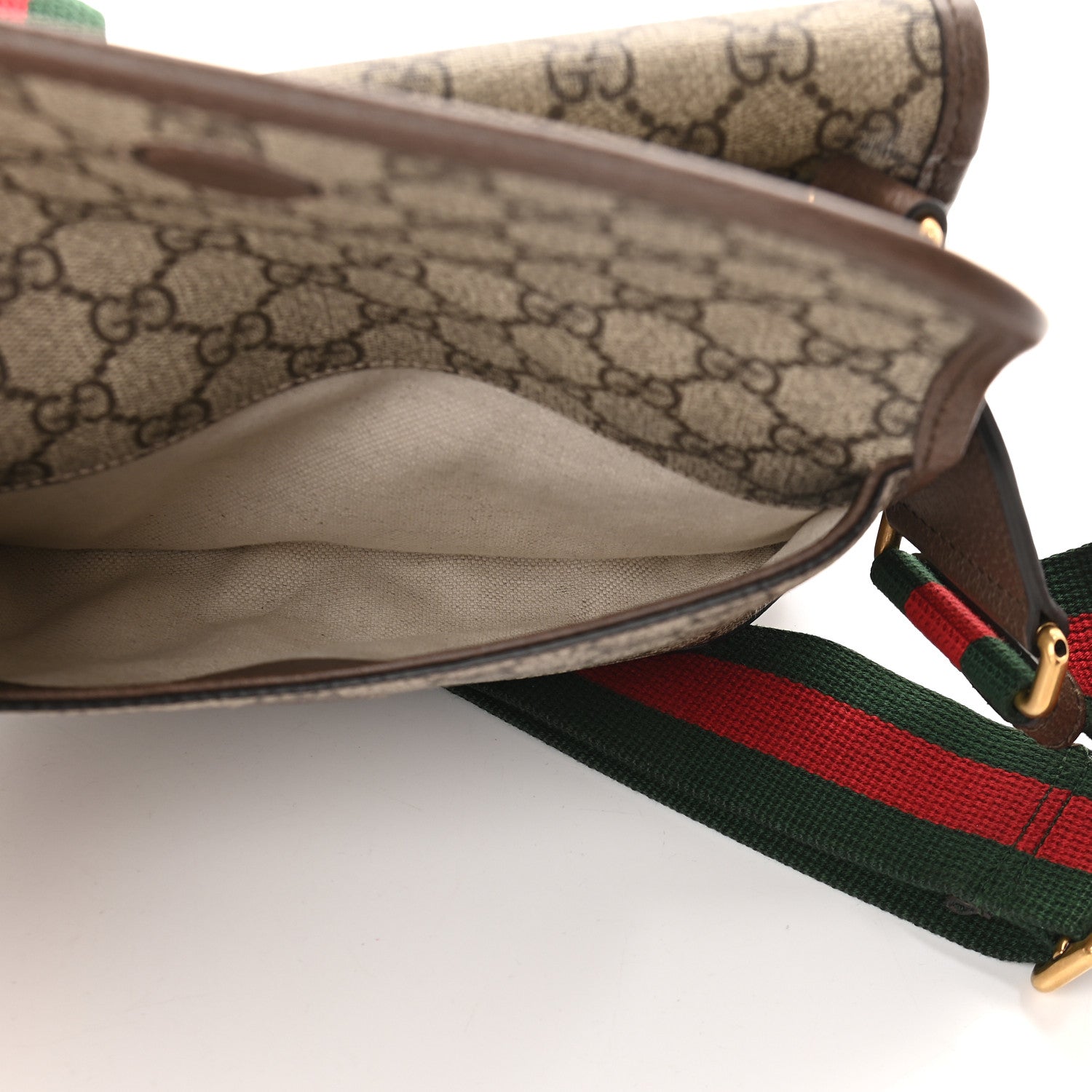Gucci GG Supreme Monogram Web Small Neo Vintage Double Flap Messenger Bag Beige New Acero 6 of 12
