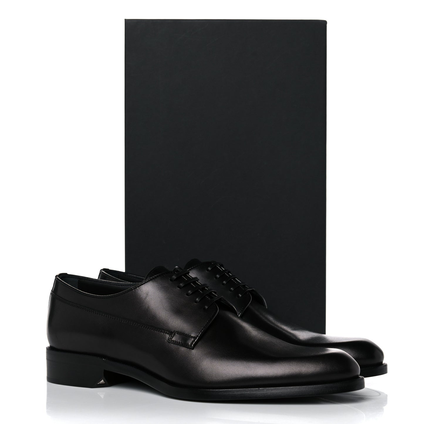 Calfskin Mens Derby Shoes 41 Black