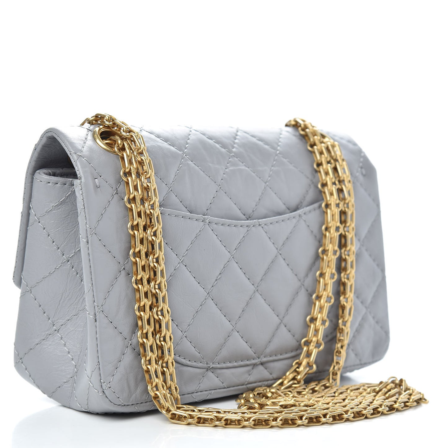 Aged Calfskin Quilted 2.55 Reissue Mini Flap Grey