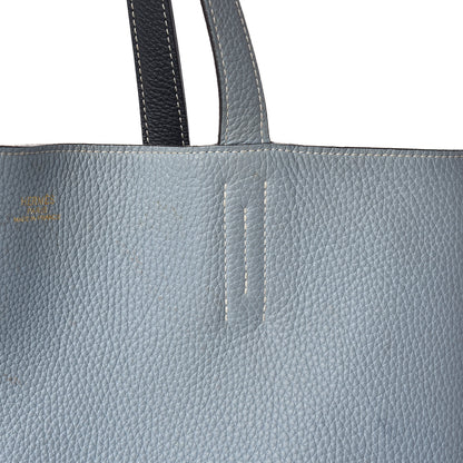 Hermes Taurillon Clemence Double Sens 36 Reversible Tote Bleu Lin Bleu Obscur 16 of 18