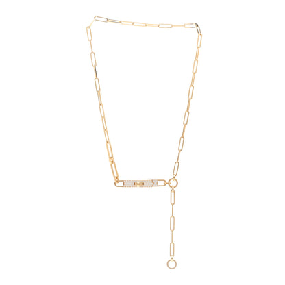 Hermes 18K Yellow Gold Diamond Pave PM Kelly Chaine Lariat Necklace SH 3 of 4