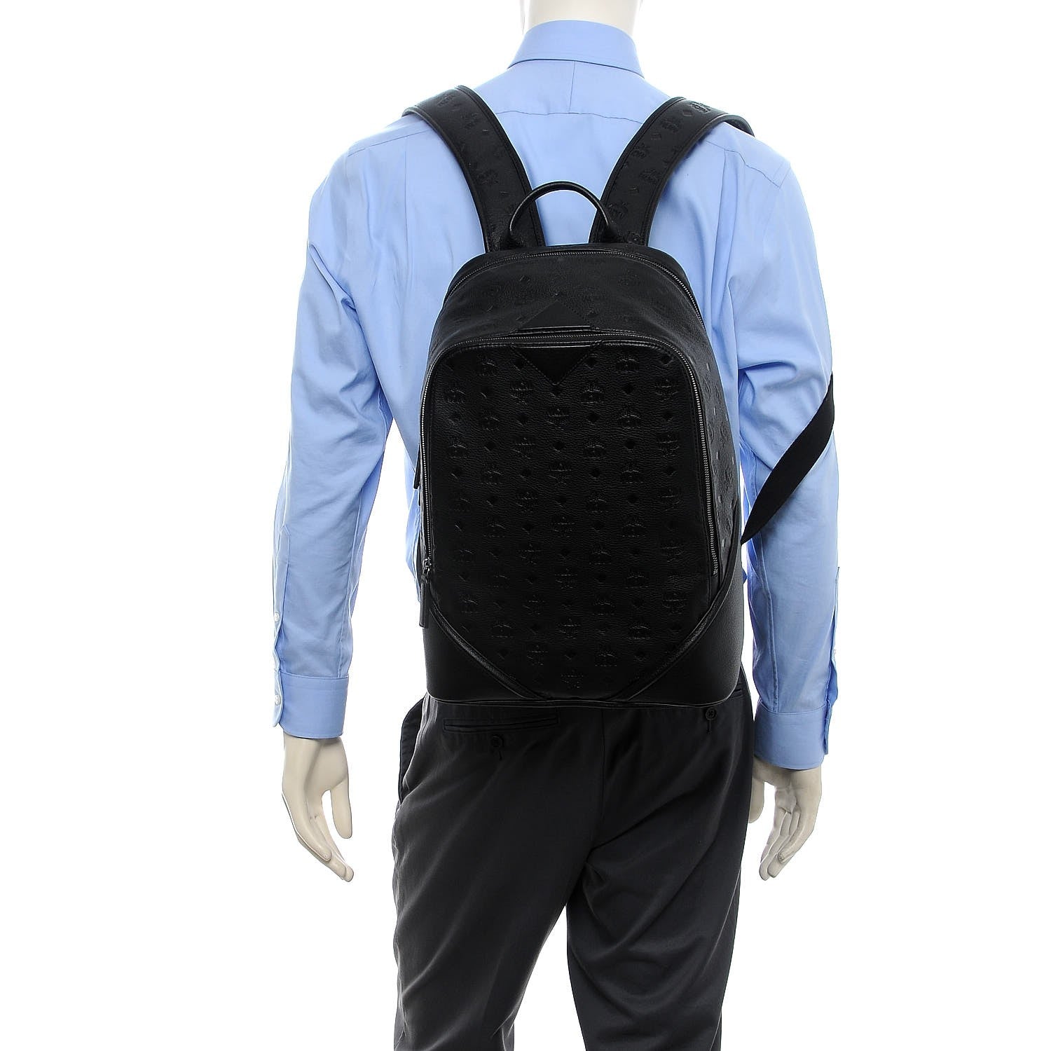 MCM Calfskin Ottomar Monogram Duke Backpack Black 3 of 13