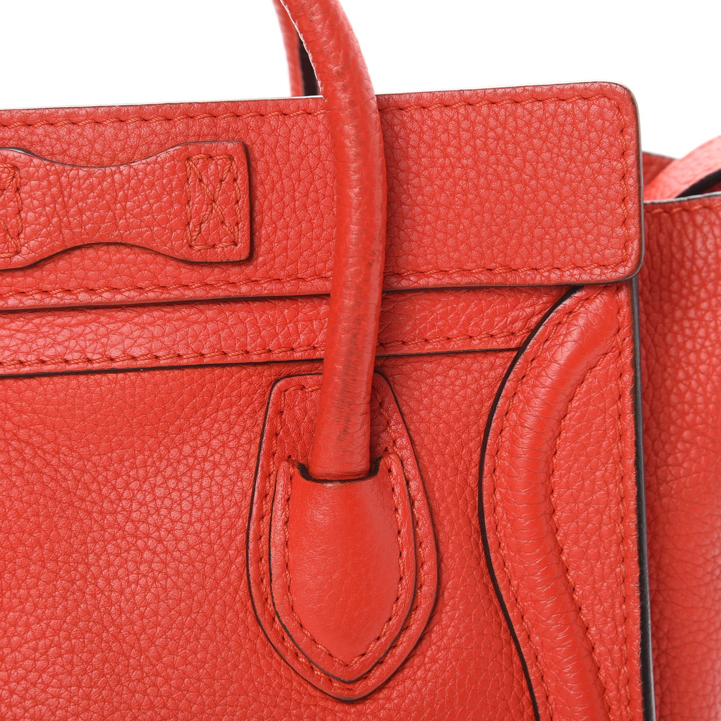 Drummed Calfskin Nano Luggage Red