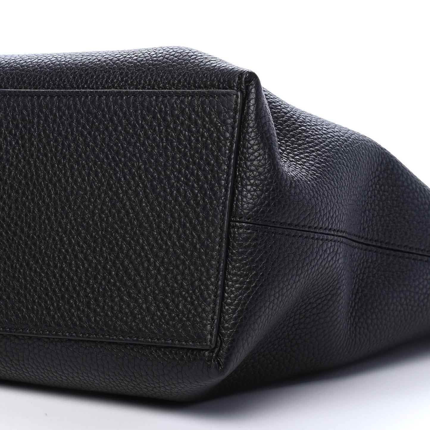 Grained Calfskin Rockstud Shoulder Tote Black