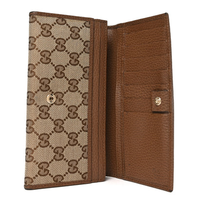 Gucci Monogram Dollar Calfskin Continental Flap Wallet Beige Ebony Tabacco 5 of 9
