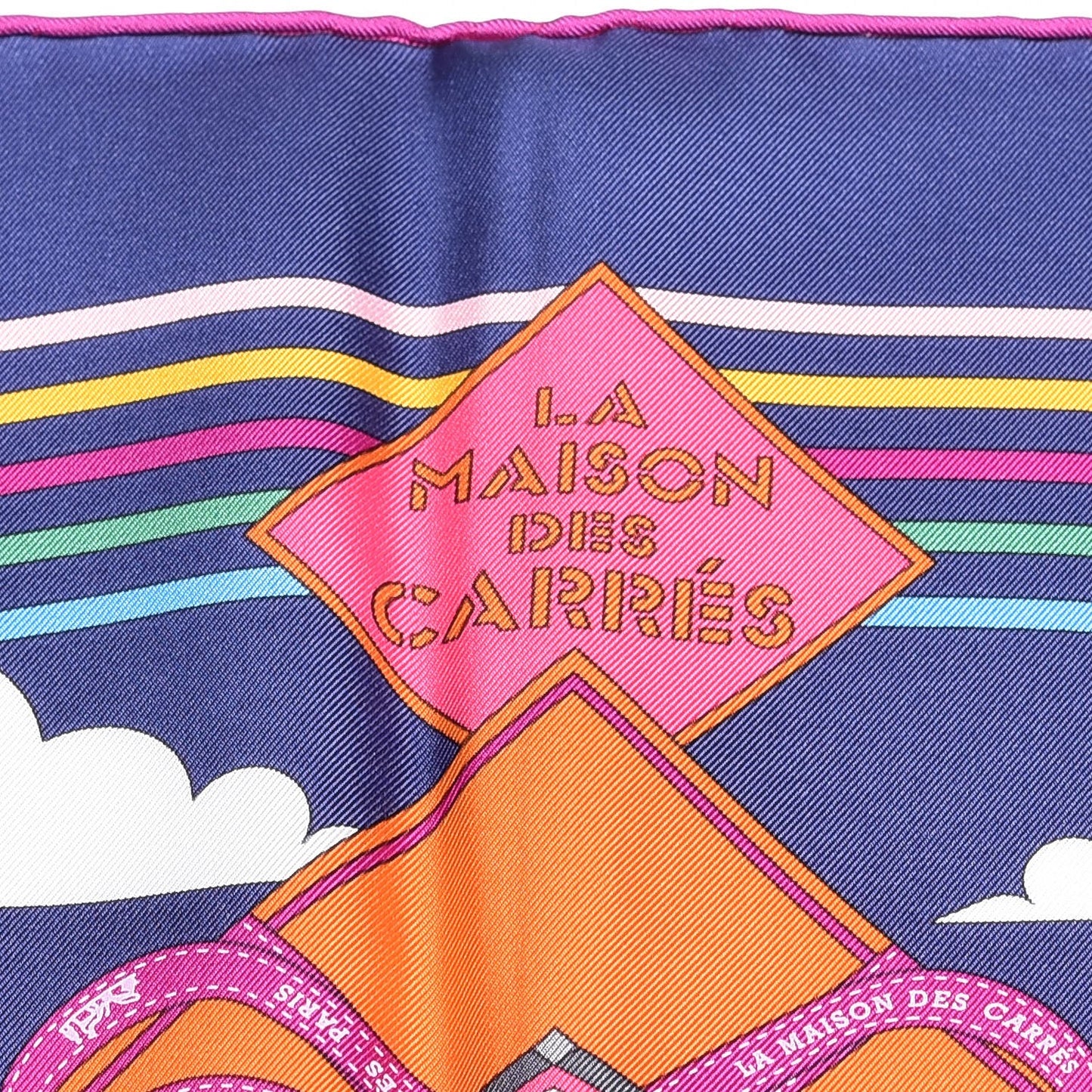 Silk La Maizeon Des Carres Scarf 90 Marine Rose Vert