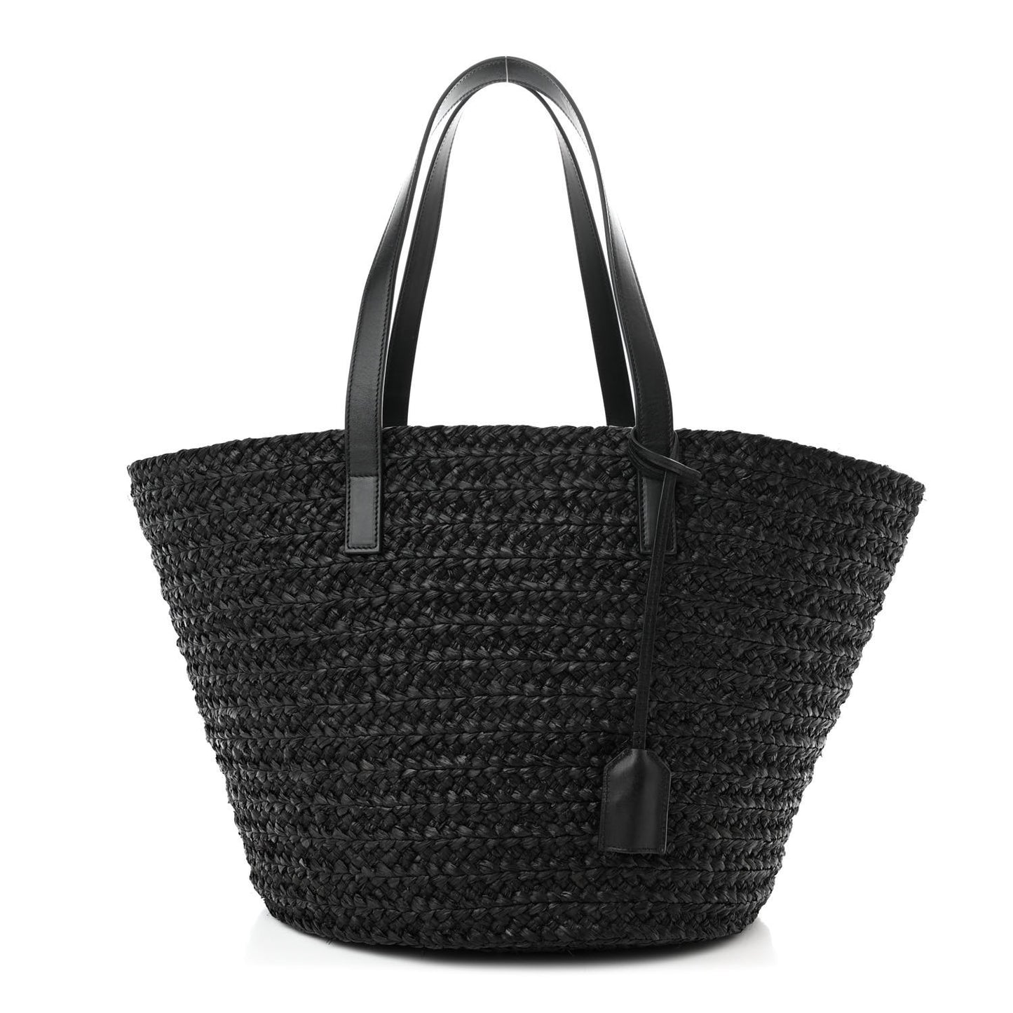 Raffia Medium Panier Bag Black