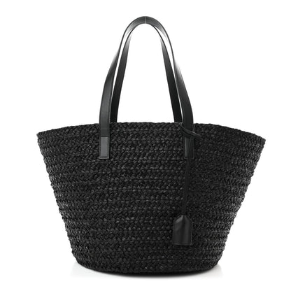 Saint Laurent Raffia Medium Panier Bag Black 1 of 9