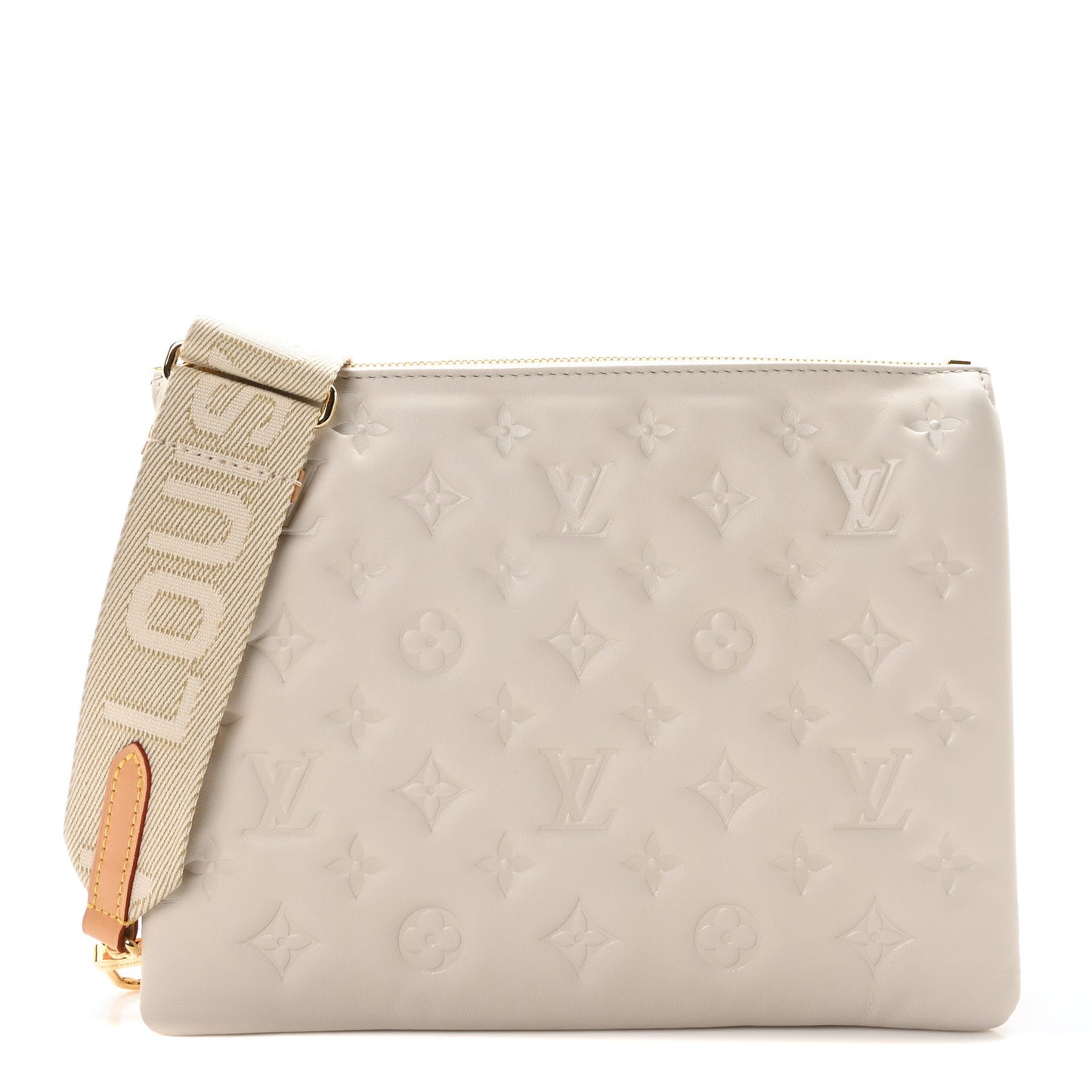 Lambskin Embossed Monogram Coussin PM Cream