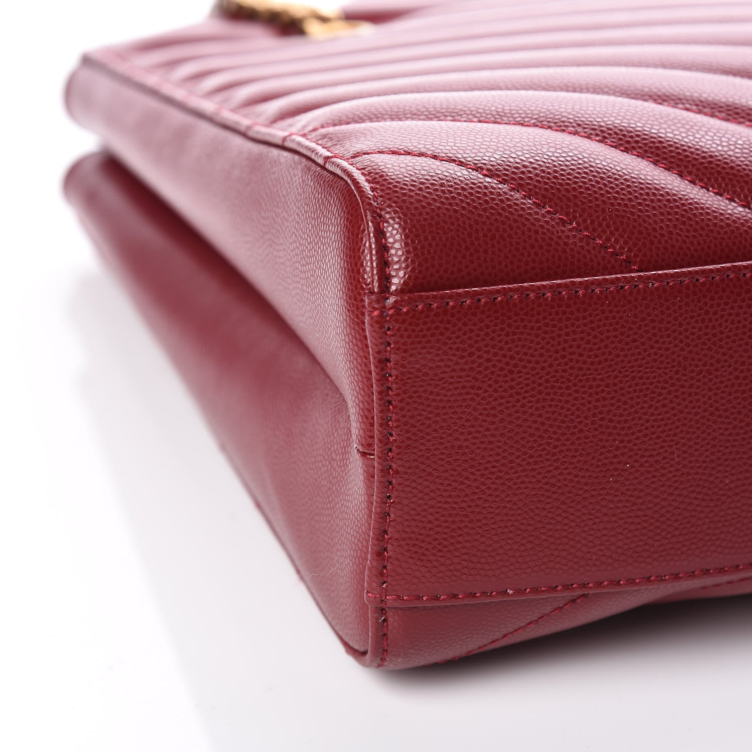 Saint Laurent Grain de Poudre Matelasse Chevron Medium Tribeca Shopping Bag Garnet 10 of 11
