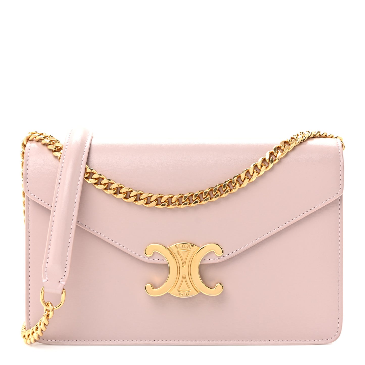 Shiny Calfskin Triomphe Margo Wallet on Chain Vintage Pink