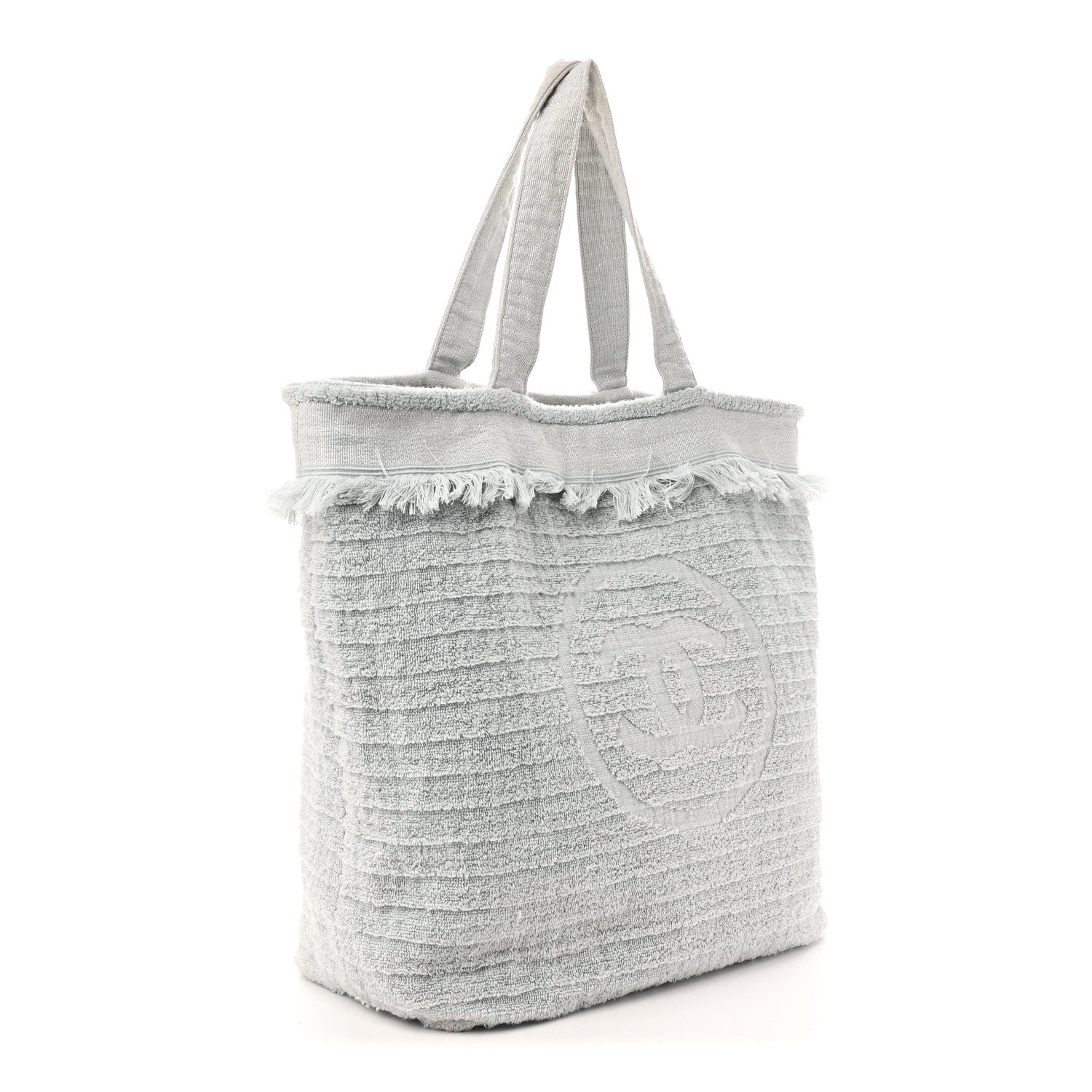 Chanel Terry Cotton CC Beach Tote Towel Set Light Grey 4 of 10