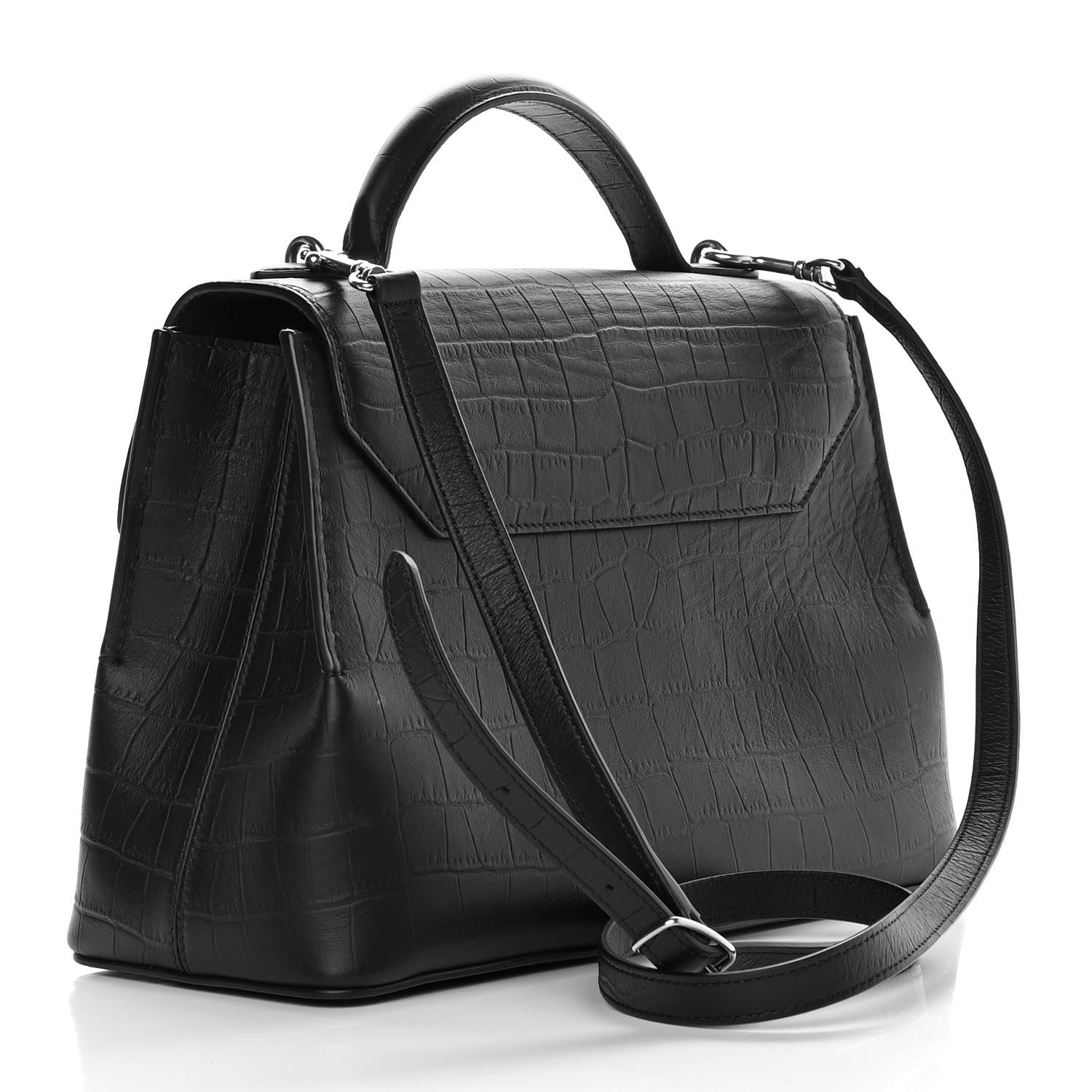 Mulberry Matte Croc Calfskin Embossed Small Seaton Black 3 of 11
