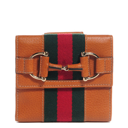 Gucci Leather Web Horsebit French Flap Wallet Light Tobacco 1 of 7