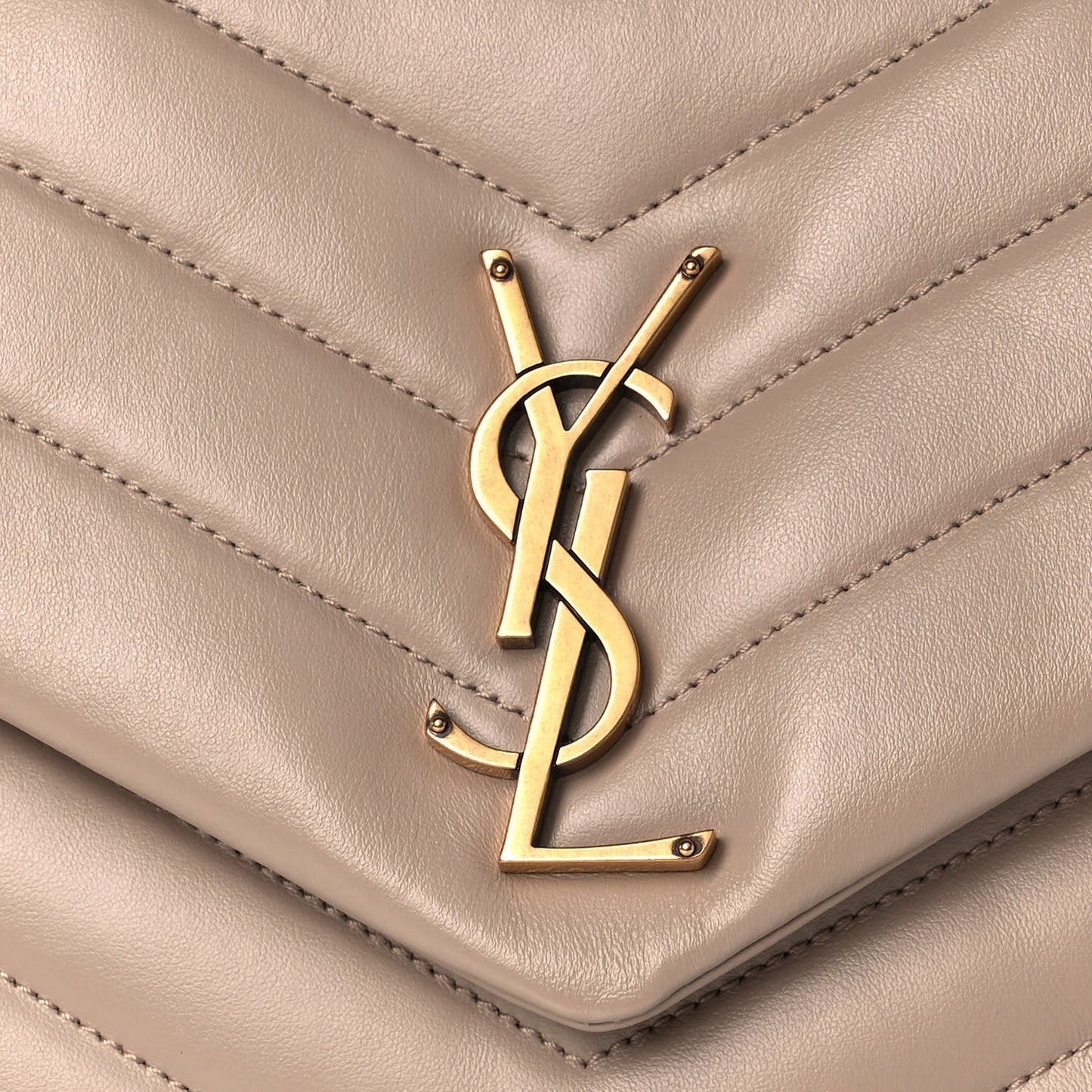 Calfskin Y Quilted Monogram Medium Loulou Chain Satchel Dark Beige