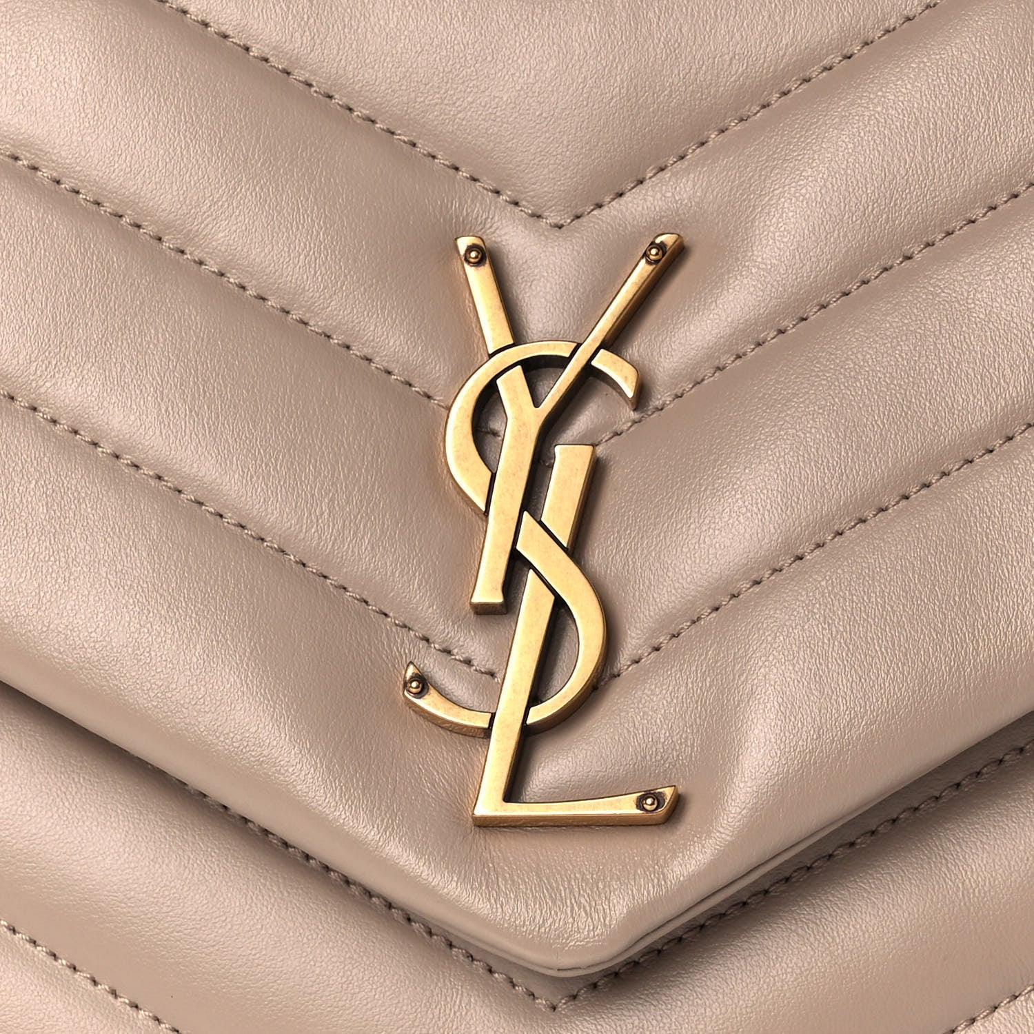 Saint Laurent Calfskin Y Quilted Monogram Medium Loulou Chain Satchel Dark Beige 9 of 12