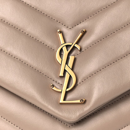 Saint Laurent Calfskin Y Quilted Monogram Medium Loulou Chain Satchel Dark Beige 9 of 12