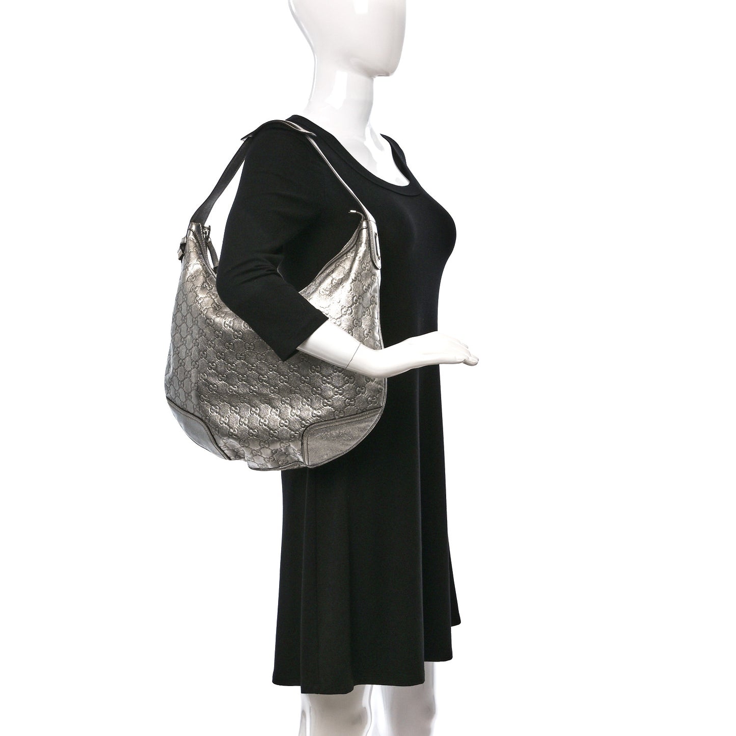Metallic Guccissima Large Princy Hobo Silver