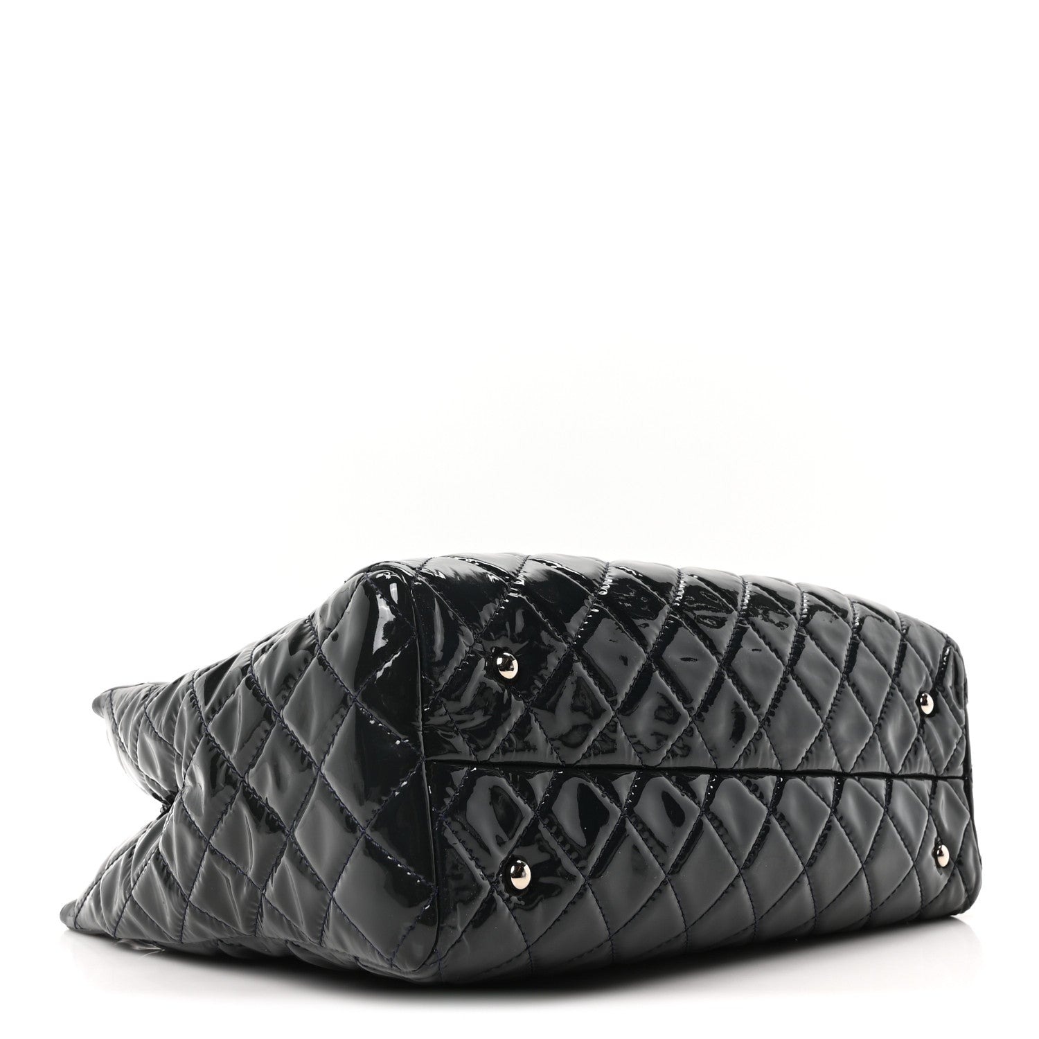 Chanel Patent Quilted Large Coco Shine Shopping Tote Navy 4 of 10