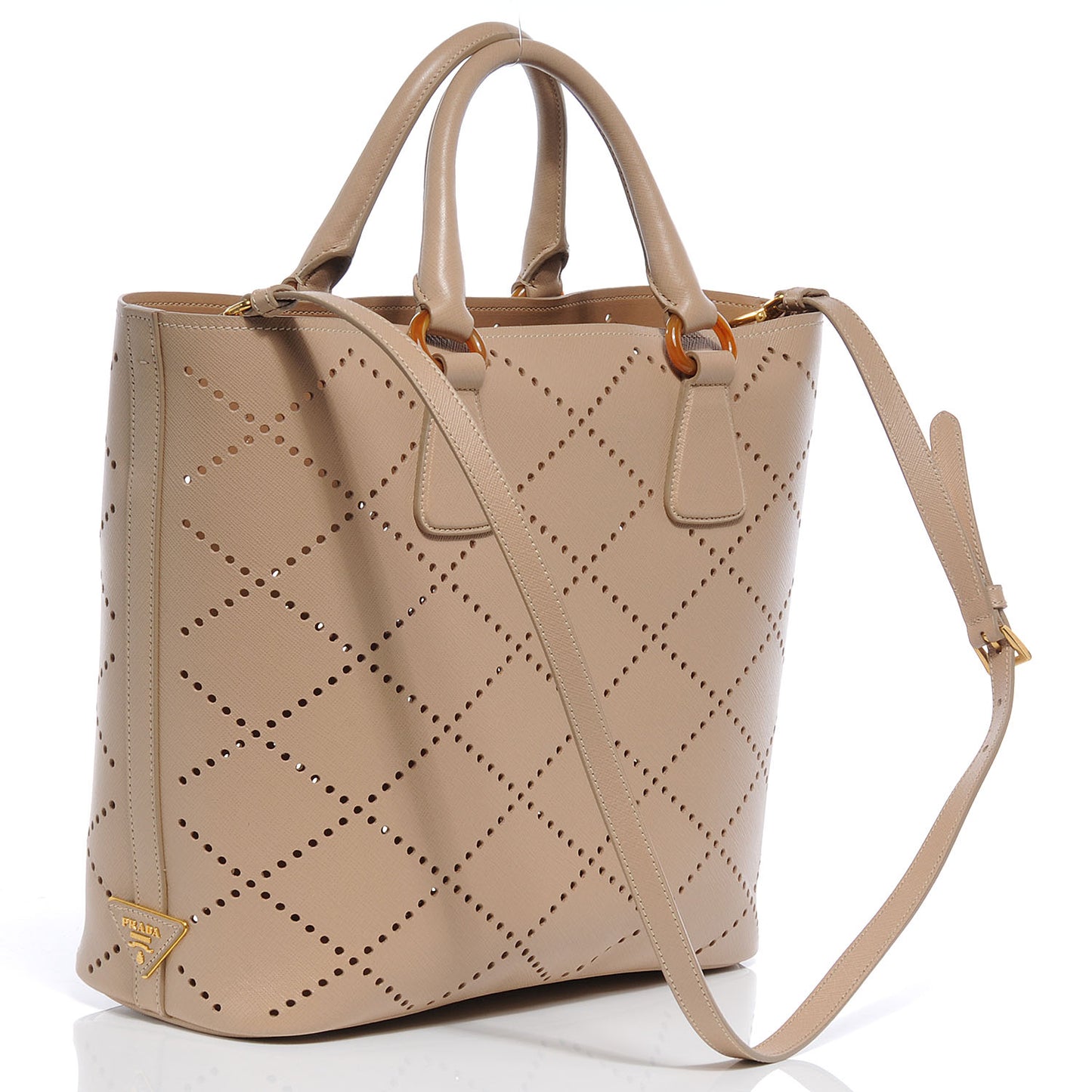 Saffiano Perforated Tote Sabbia