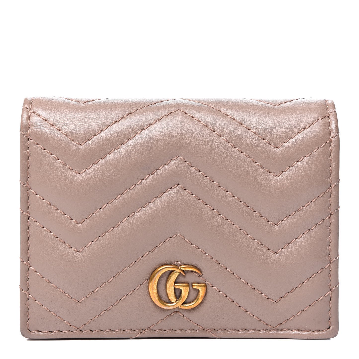 Calfskin Matelasse GG Marmont Card Case Wallet Porcelain Rose