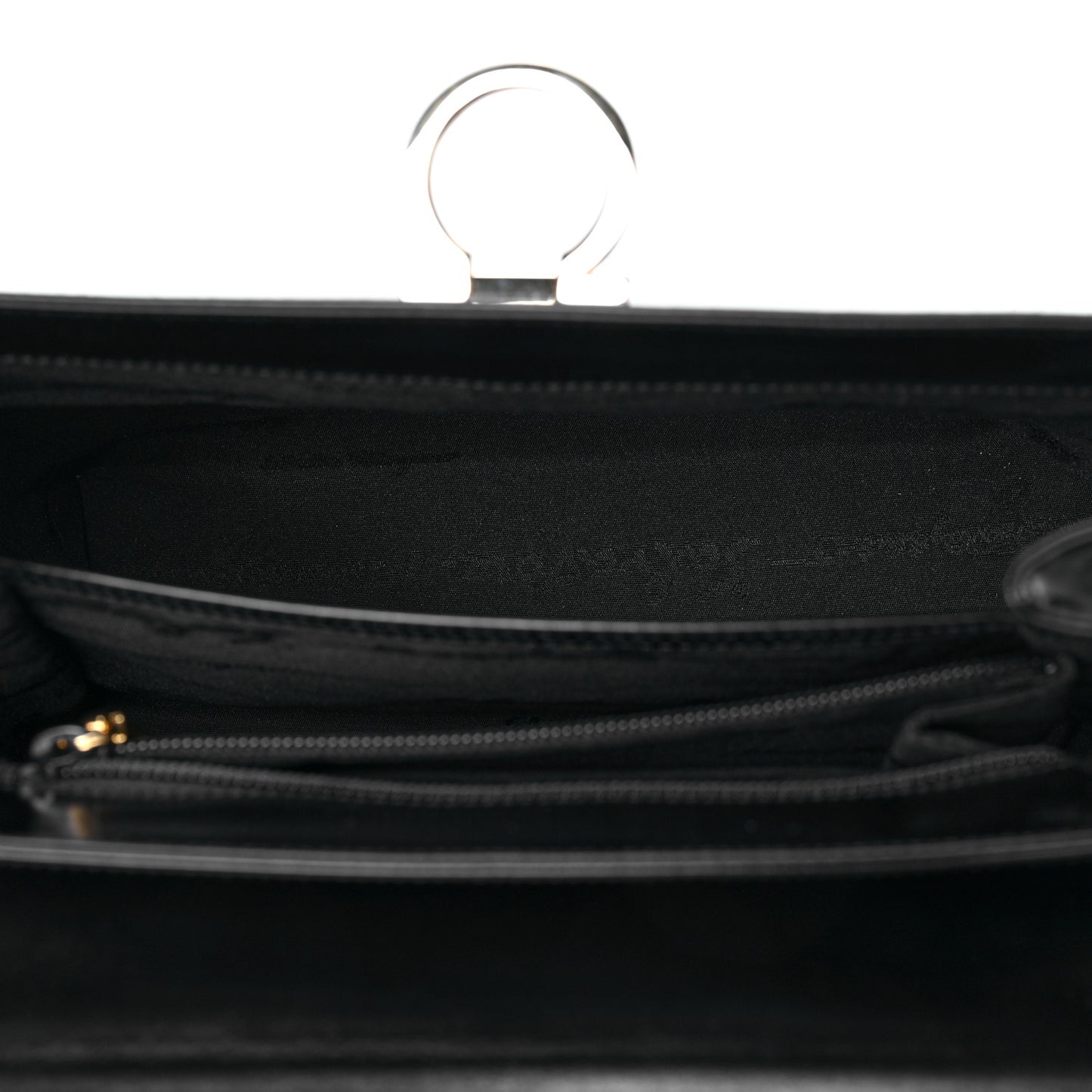 Brushed Off Calfskin Iconic Large Top Handle Bag Black