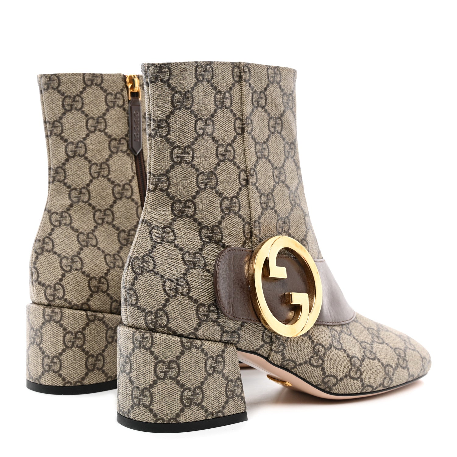 Gucci GG Supreme Monogram Malaga Kid Blondie 55mm Ankle Boots 38.5 Beige Ebony New Acero 4 of 10