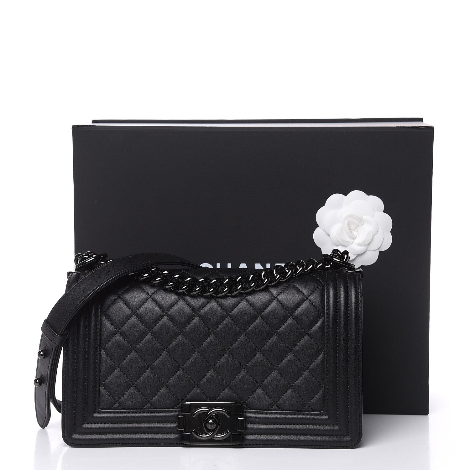 Chanel Calfskin Quilted Medium Boy Flap So Black 14 of 14