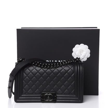 Chanel Calfskin Quilted Medium Boy Flap So Black 14 of 14