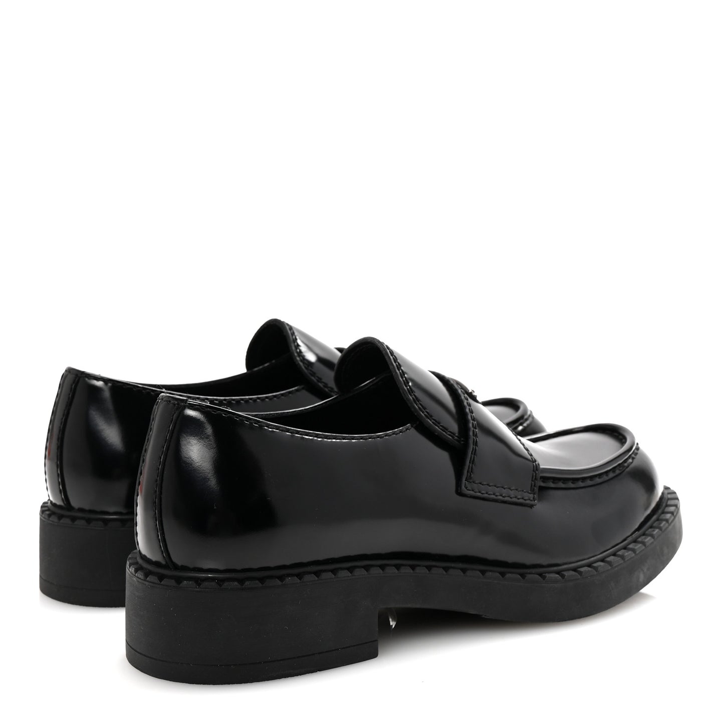 Spazzolato Metal Triangle Logo Mens 35mm Loafers 9.5 Black